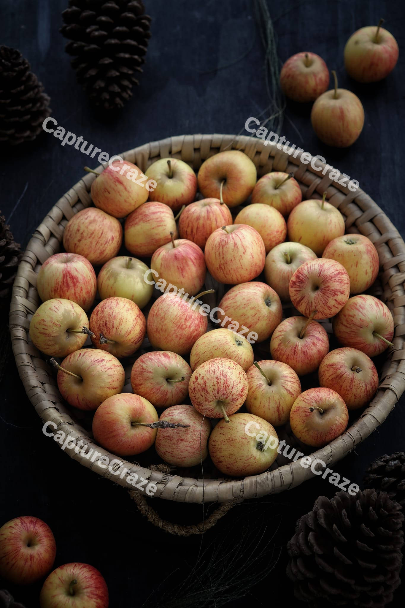 Red apple in a basket